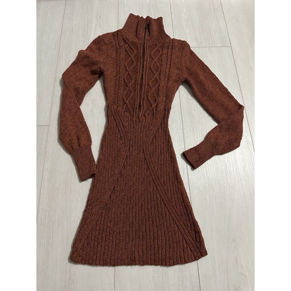 Free People Sweater Dress Sz XS Rust Color Preppy Academia Schoolgirl